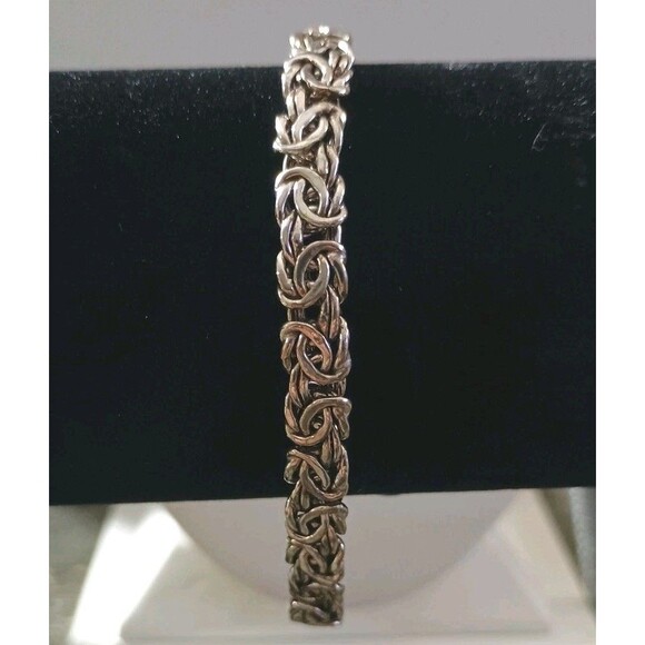 Atasay Kuyumculuk AK 925 Turkey Sterling Silver Byzantine Adjustable Bracelet - Picture 1 of 7
